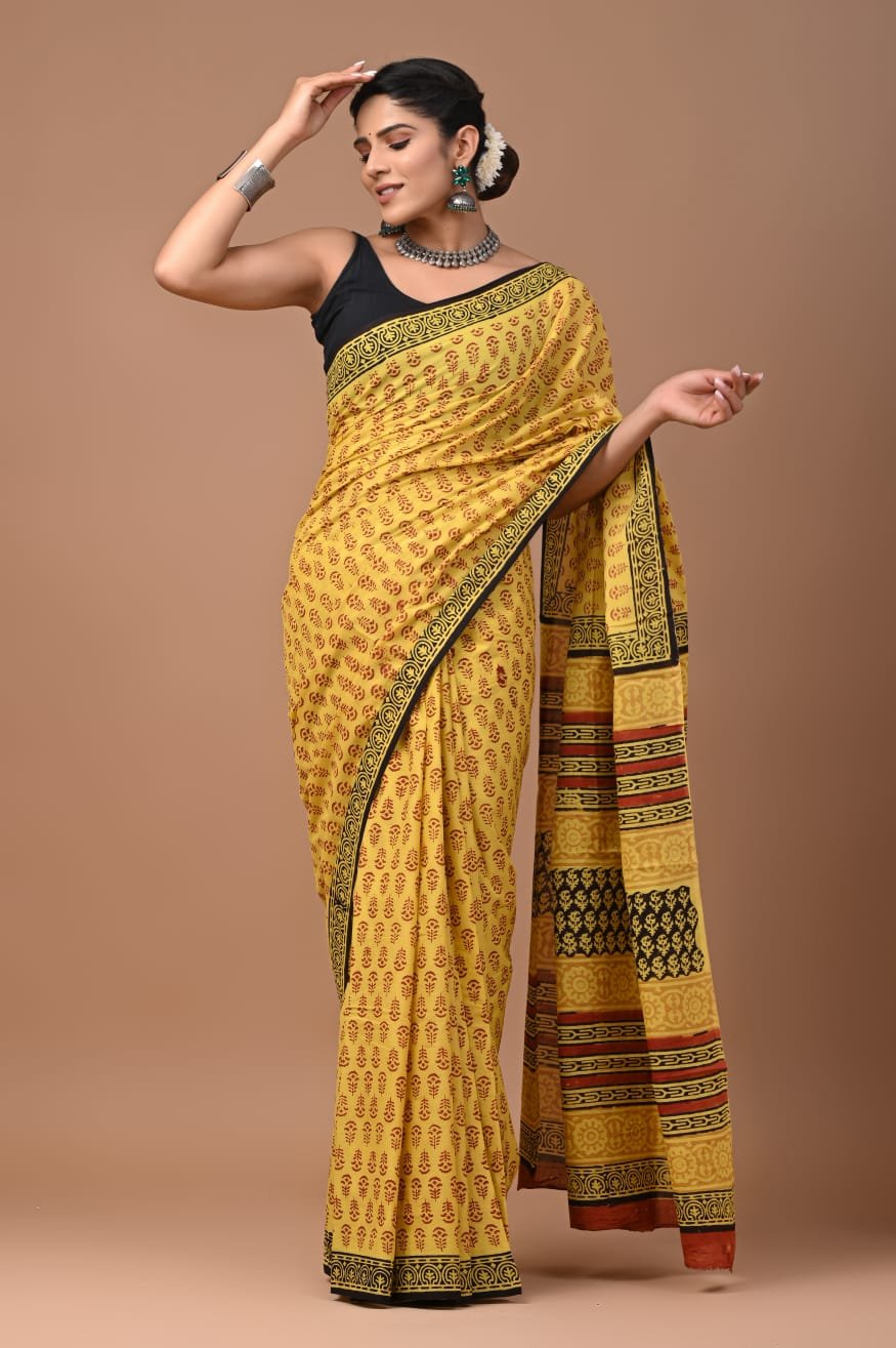 Bagh Print Mulmul Sarees